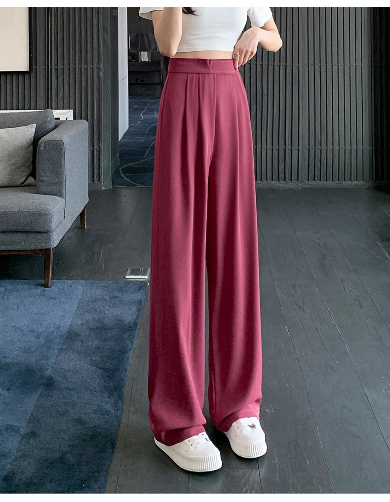 High Waist Wide Leg Suit Tailored Trousers