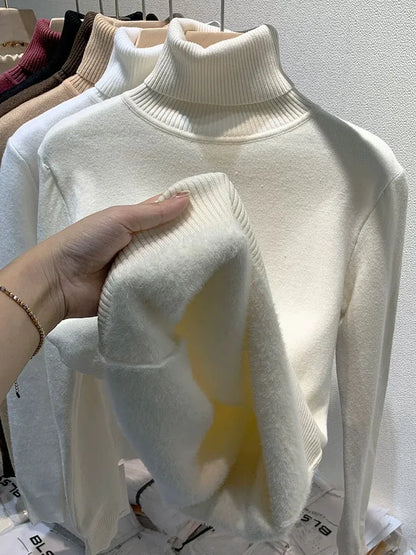 Turtleneck Thermal Basic Velvet Lined Sweater