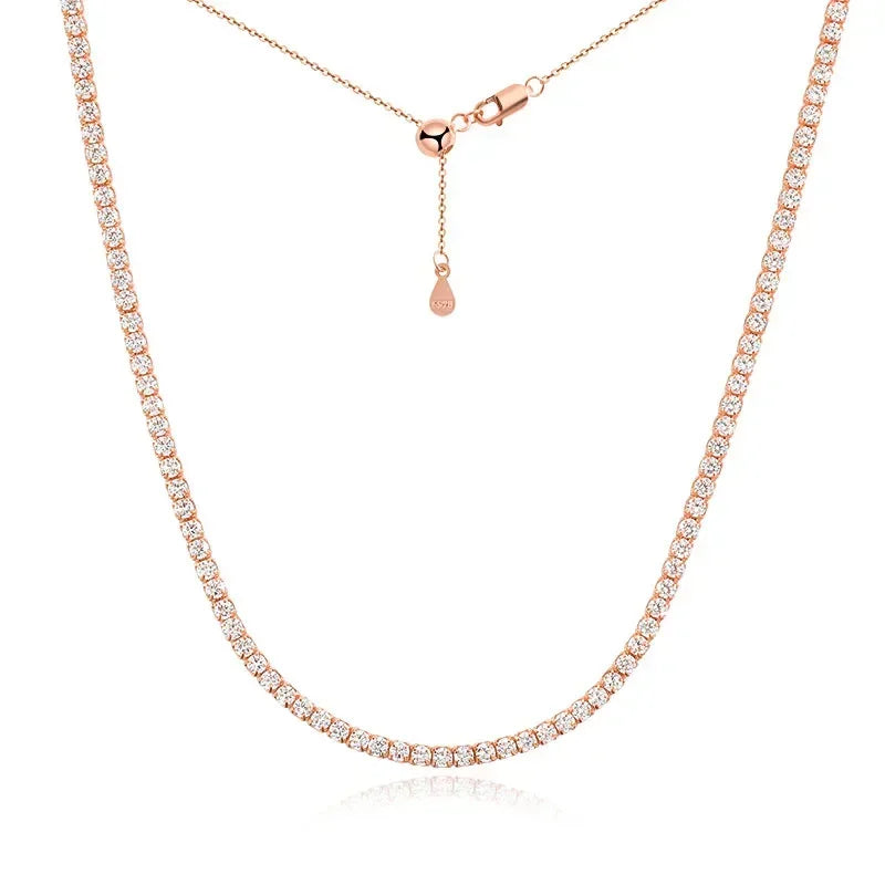 Moissanite Tennis Choker 18K Gold Pleated Necklace
