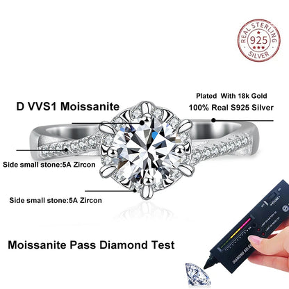 1CT Moissanite White Gold Plated Engagement Ring