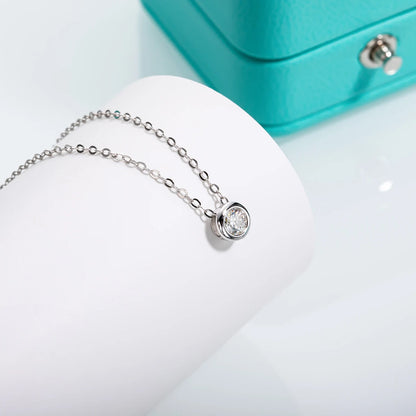 18K Gold Plated 0.3ct Moissanite Round Brilliant Cut Necklace