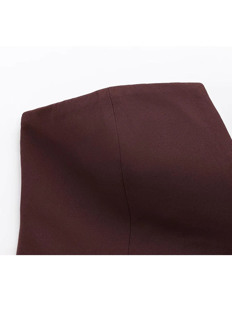 Strapless Blazer Design Crop Top