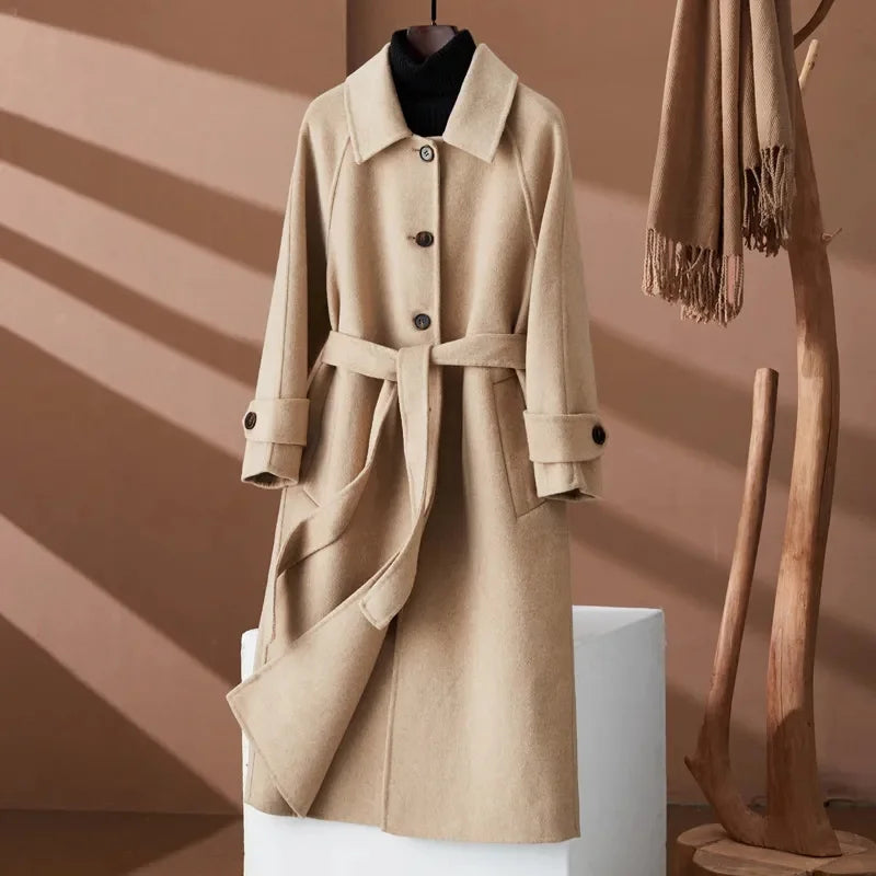 Women's 100% Wool Long Overcoat