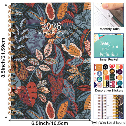 Tree Leaves Design 2026 Weekly / Monthly Planner - A5 Agenda with Stickers