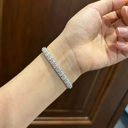 18K White Gold Plated Moissanite Tennis Bracelet - Anniversary Gift For Her