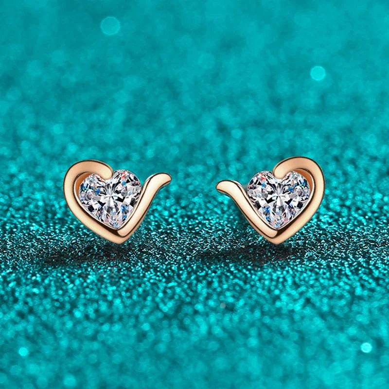 Heart Moissanite Stud Earrings - Teenage Girl Gift