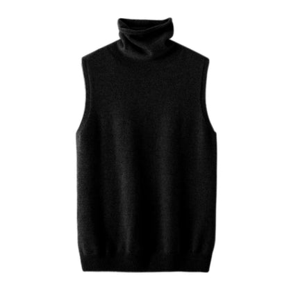 100% Merino Wool Sleeveless Turtleneck Basic Sweater