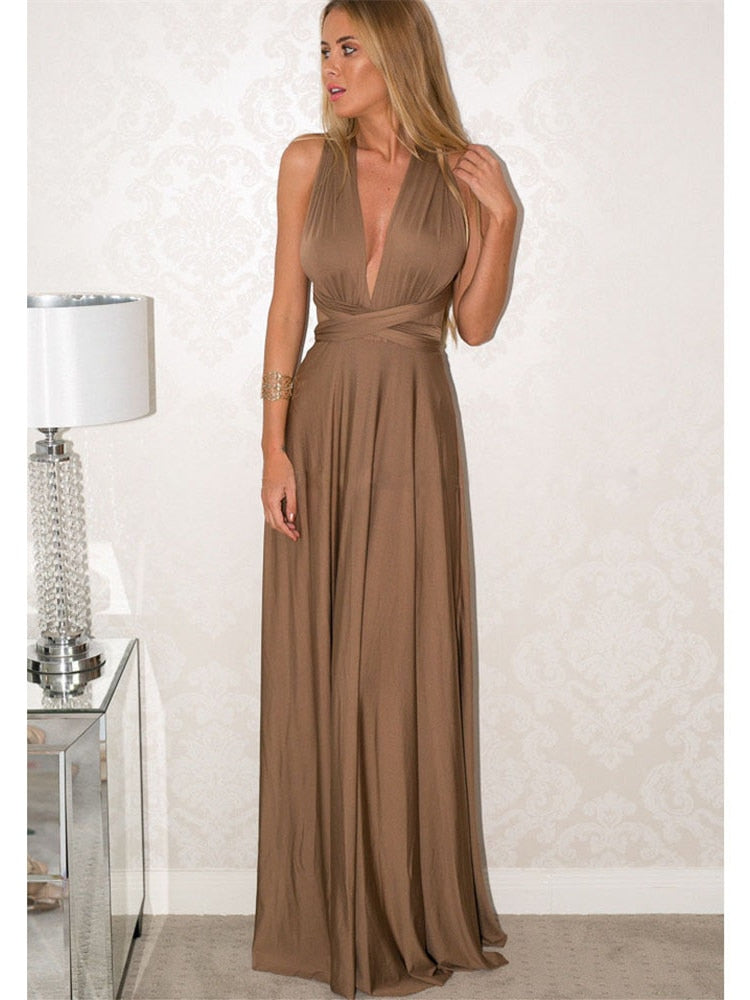 Floor Length Maxi Wrap Convertible Infinity Bridesmaid Multiway Dress