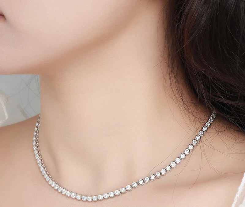 Round Cut Moissanite Tennis Necklace