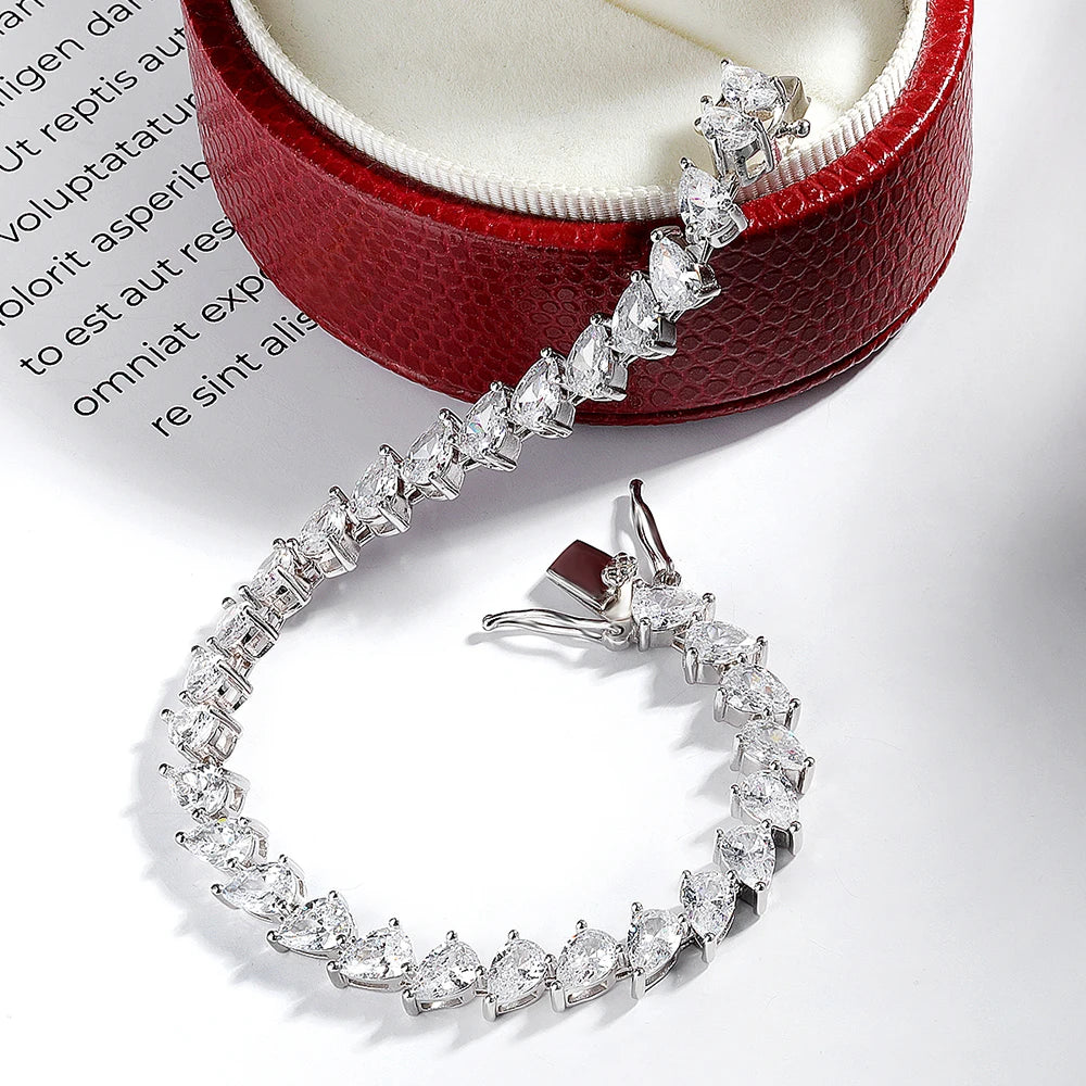 Pear Cut Moissanite Tennis Bracelet –  Anniversary Gift