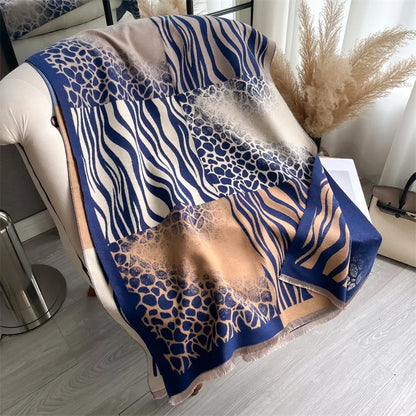 Luxury Double-Sided Cashmere Leopard Print Pashmina Scarf