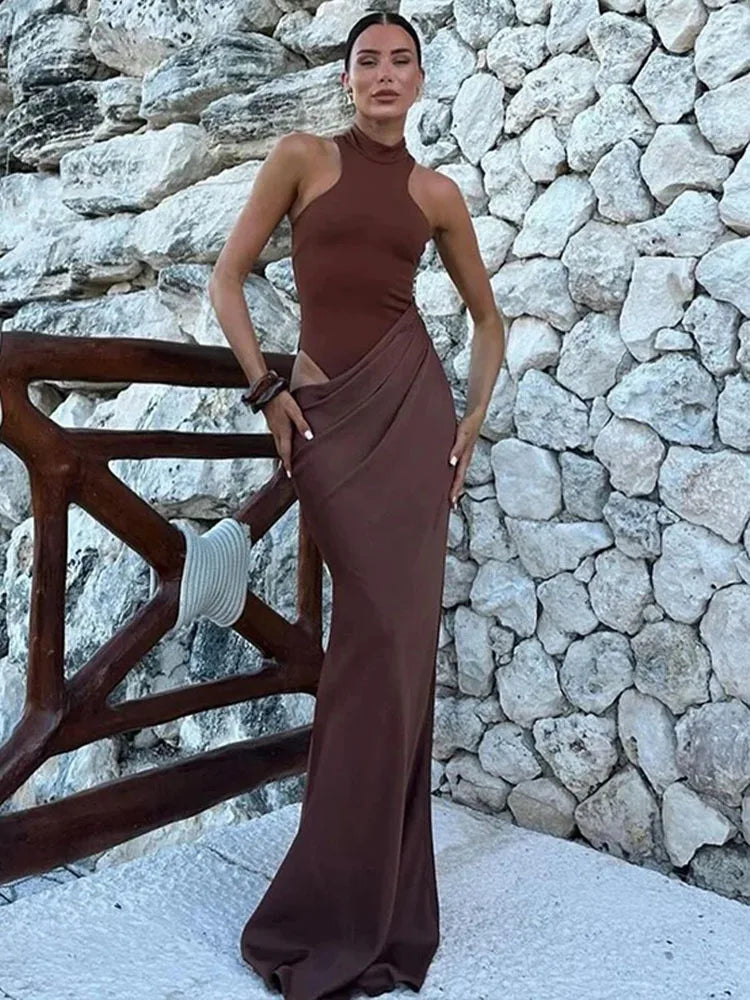 Sleeveless Cut-Out Floor-Length Dress