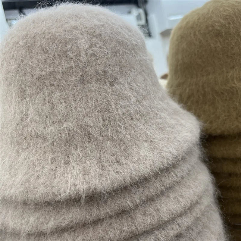 Rabbit Fur Winter Women's Bucket Hat - Gift for Her