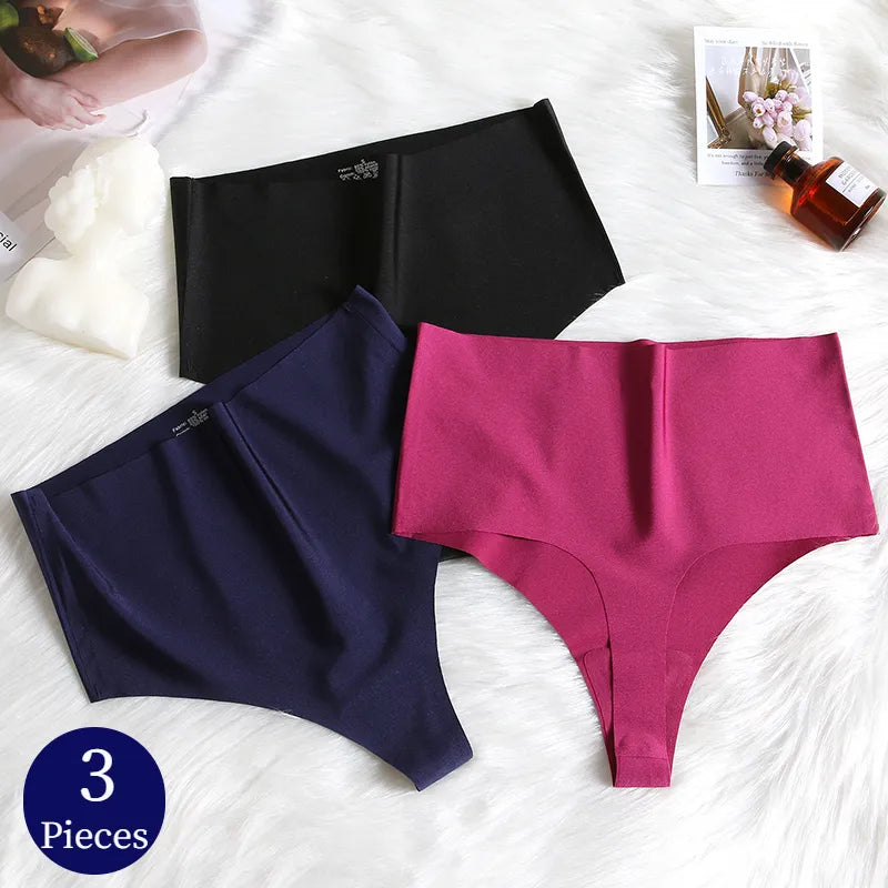 High Waist 3Pcs G-String Seamless Panties Set