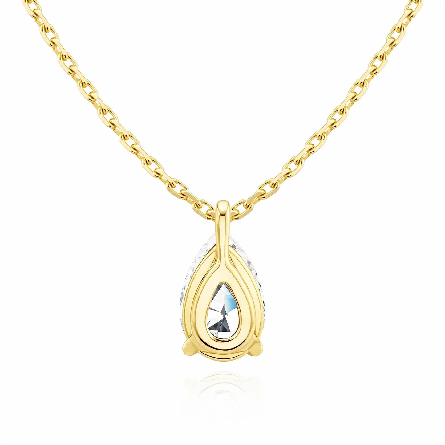 14K Gold Pendant 2CT Pear Cut Moissanite Necklace