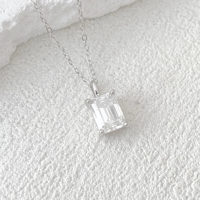 Emerald Cut Moissanite 18K Gold Plated Necklace - Christmas Gift