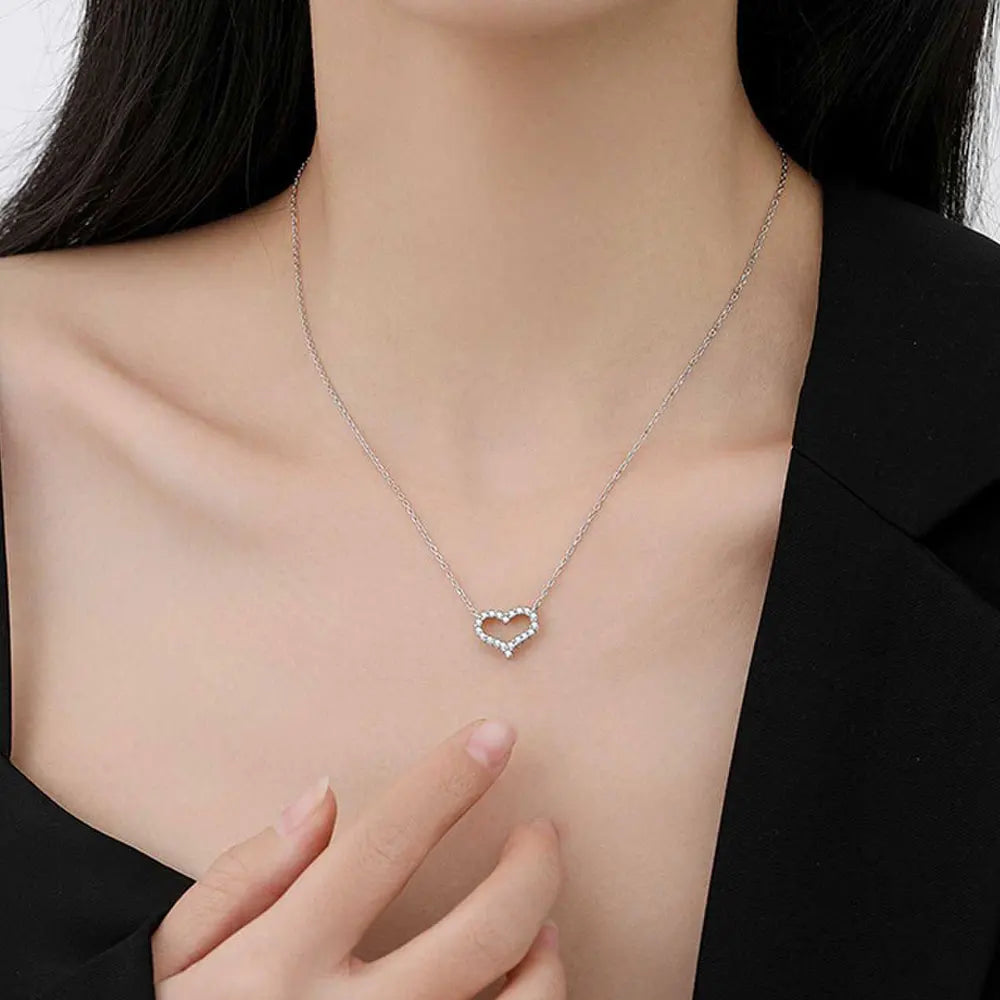 Heart Shape Moissanite Pendant Necklace - Valentine's Gift For Her