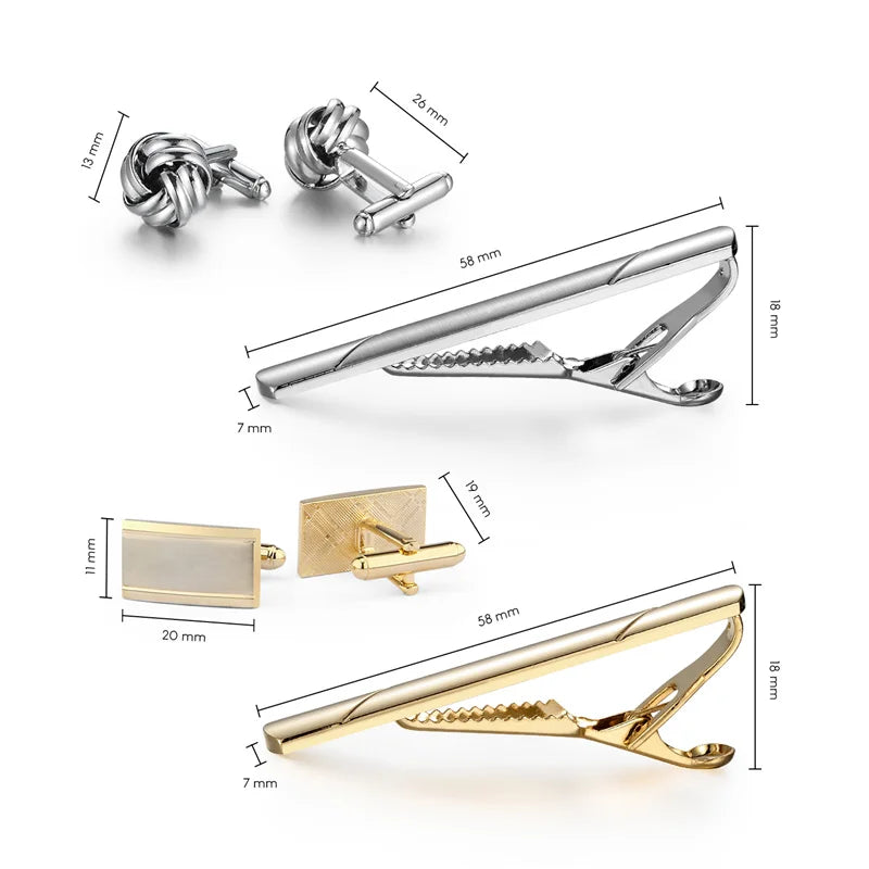 4 Sets of Tie Clips & Cufflinks With Box