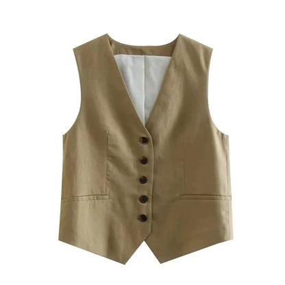 Vest Blazer and Shorts Cotton Suit