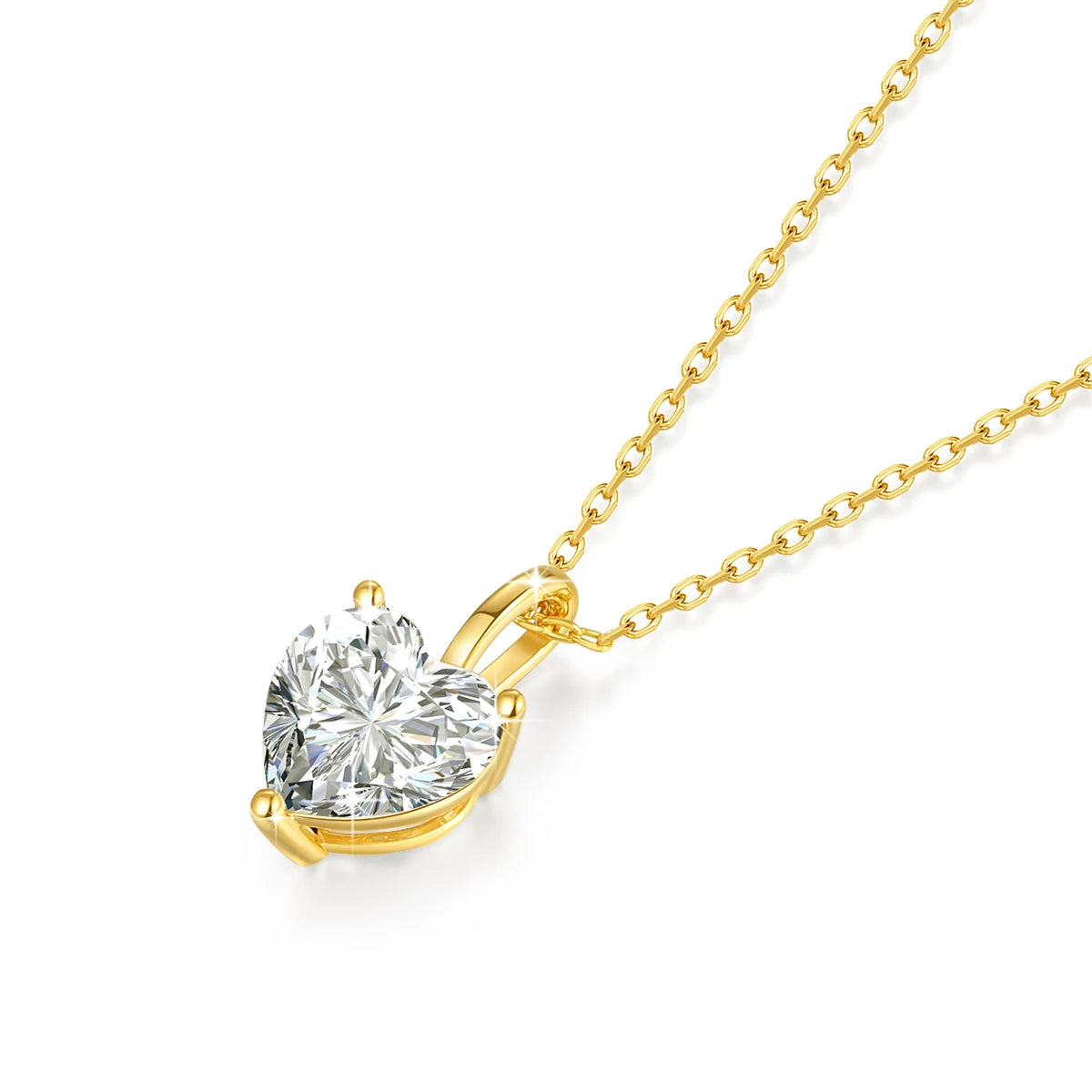 14K Gold Heart Cut Moissanite Pendant Necklace - Valentine's Gift For Her