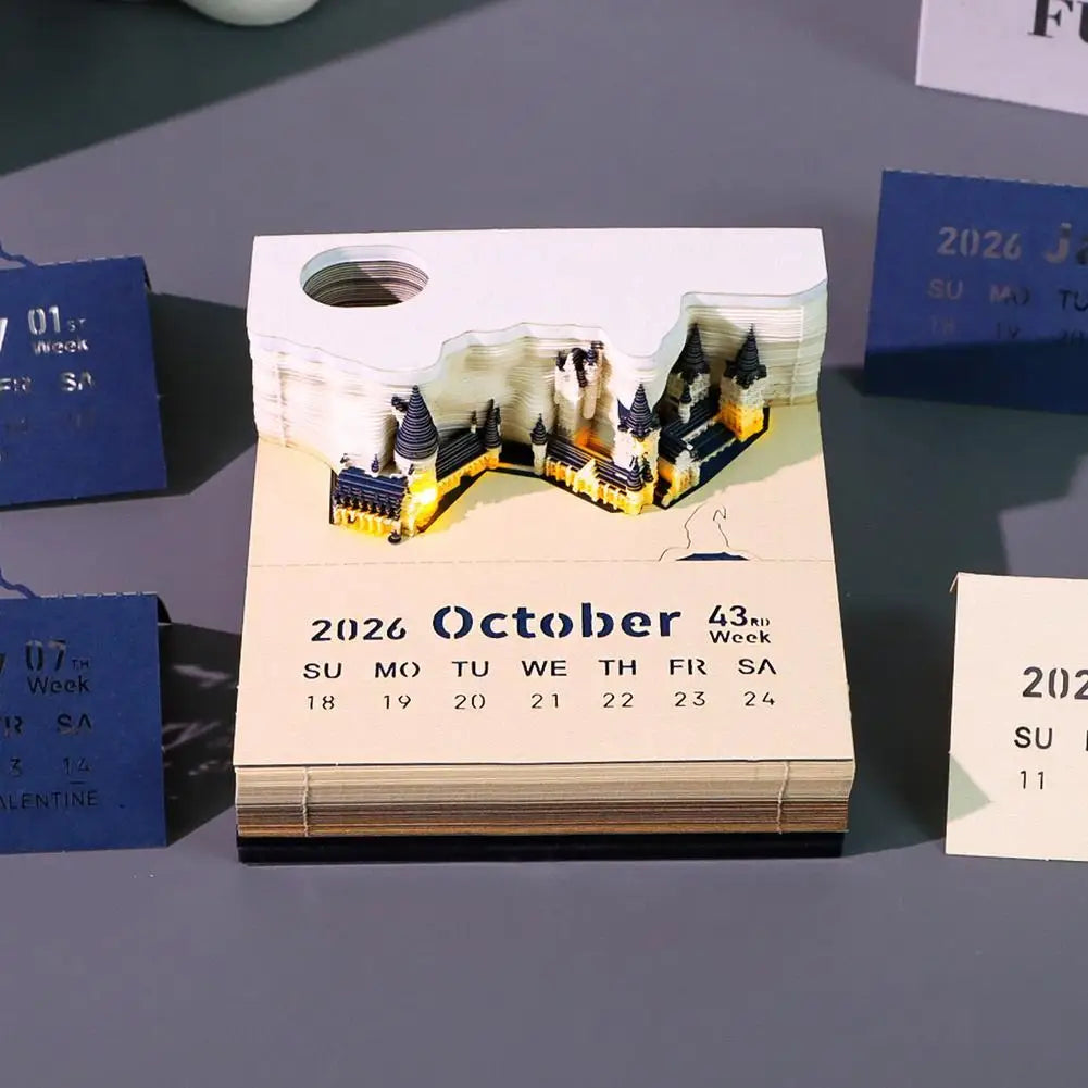 2026 Weekly Magical Wizard 3D Calendar With Lights & Acrylic Box - Christmas Gift