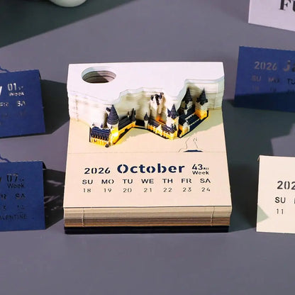 2026 Weekly Magical Wizard 3D Calendar With Lights & Acrylic Box - Christmas Gift