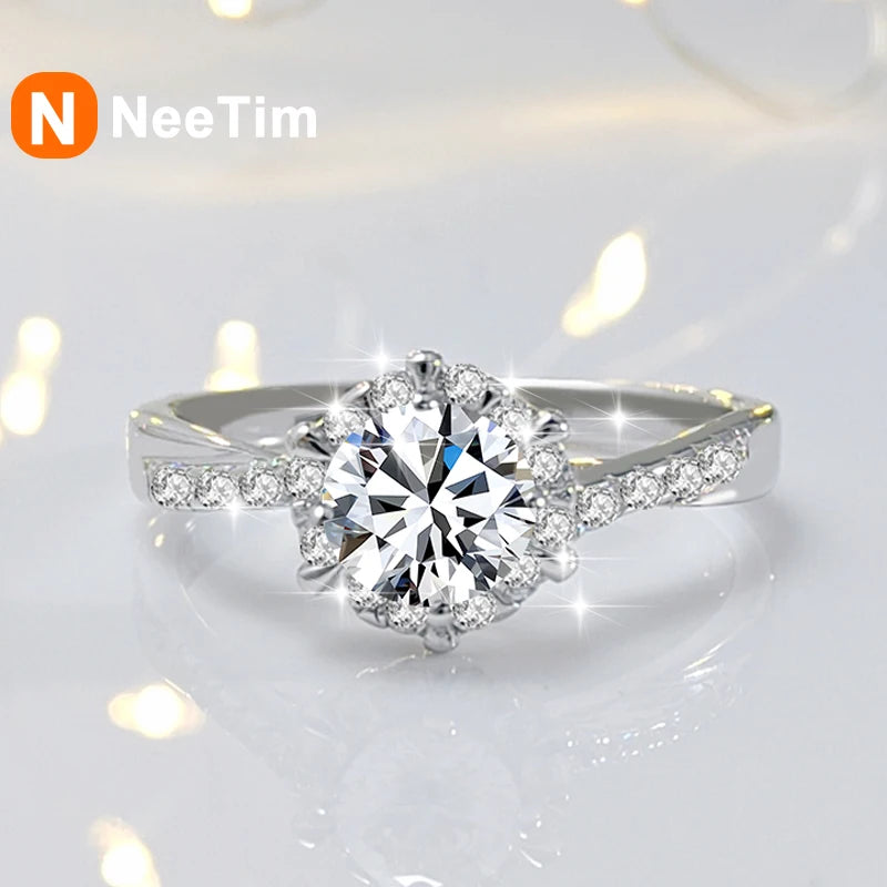 1CT Moissanite White Gold Plated Engagement Ring