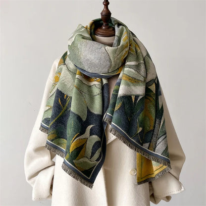 Floral Double-Sided Luxury Cashmere Pashmina Scarf