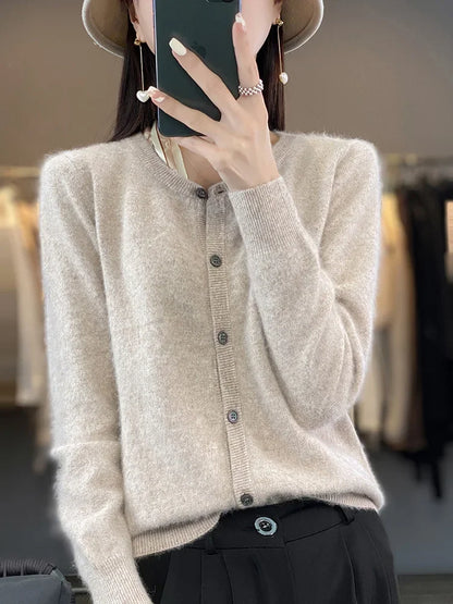 Pure Mink Cashmere Basic Cardigan