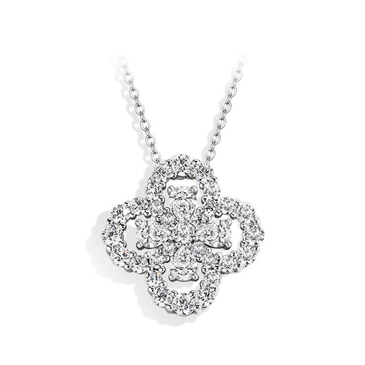 Clover Moissanite White Gold Necklace