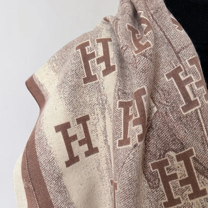 H Letter Cashmere Blend Winter Scarf Luxury Design Pashmina Scarf - Christmas Gift