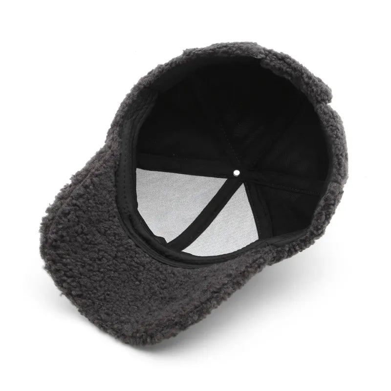 Autumn Winter Faux Lamb Wool Baseball Cap