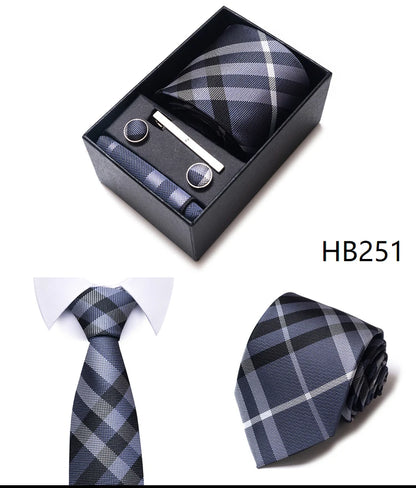 5 Pcs Business Tie Set Handkerchief, Cufflinks, Tie and Clip