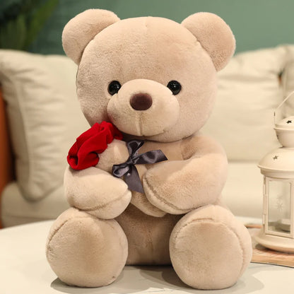 Stuffed Teddy Bear with Rose – Valentine’s Day Gift for Her