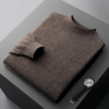 Men's 100% Merino Wool Mock Neck Pullover – Luxury Knit Sweater