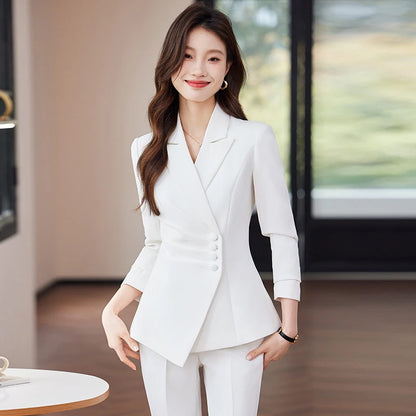 Women’s Slim Fit Pantsuit – Single Breasted Blazer & Ankle-Length Trousers