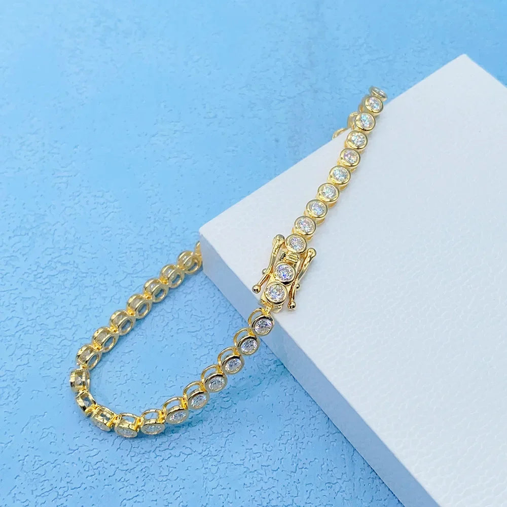 Round Cut Moissanite Tennis Necklace