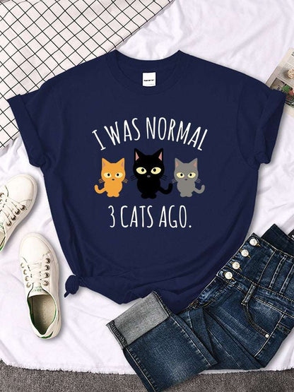 I Was Normal 3 Cats Ago Women's Oversized T-Shirt