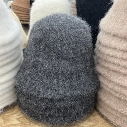 Rabbit Fur Winter Women's Bucket Hat - Gift for Her