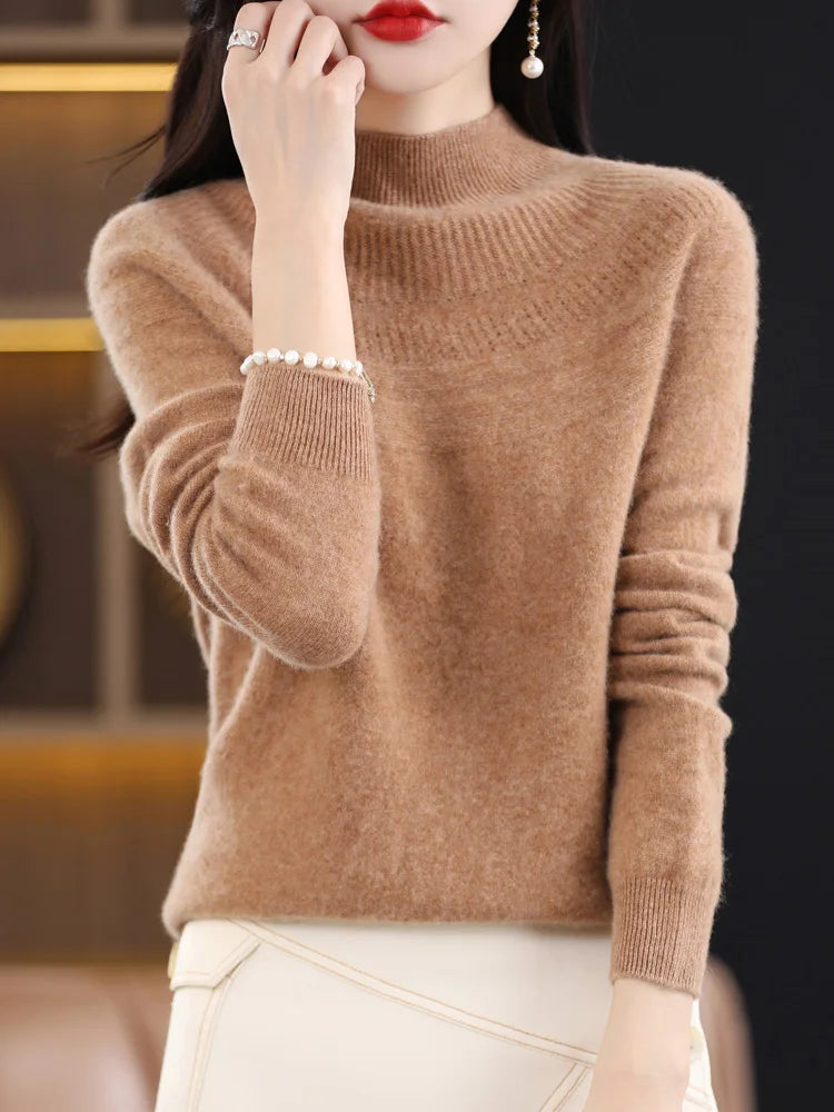 100% Merino Wool High Neckline Sweater