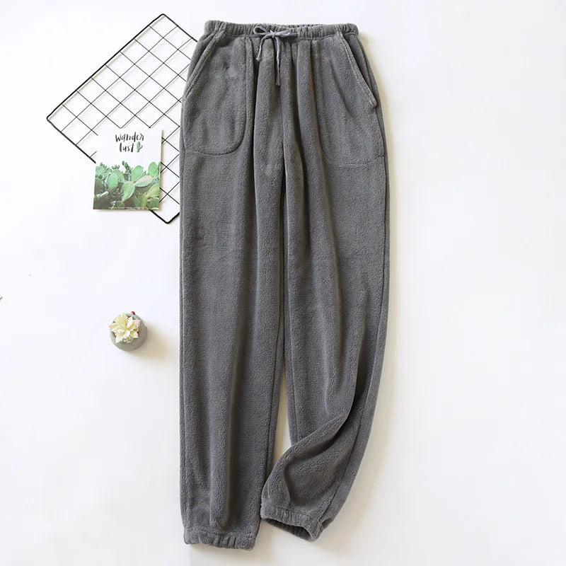 Autumn Winter Couples Pajama Bottoms - Flannel Men's and Women's Pajama Trousers