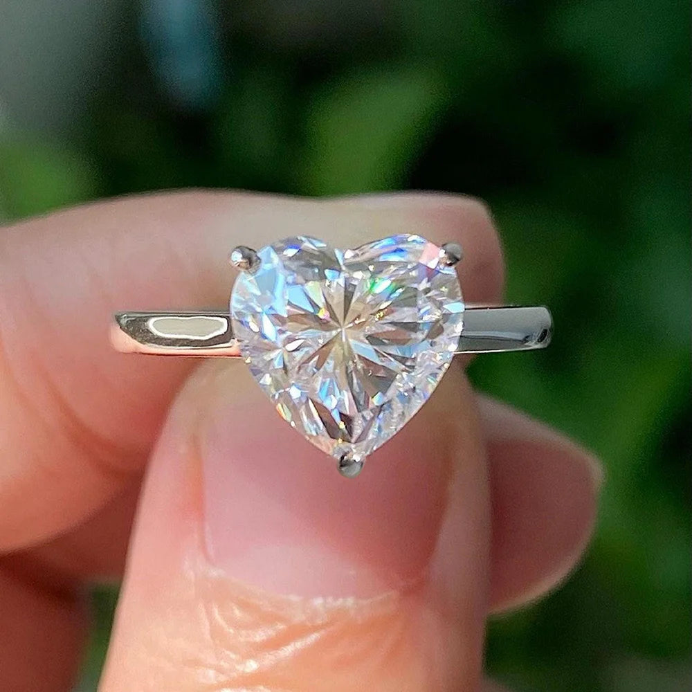 Heart Cut Moissanite Solitaire Ring GRA Certified - Valentine's Gift For Girlfriend