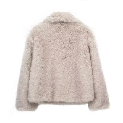 Women's Loose Fur Coat - Medium Length Oversize Fur Coat