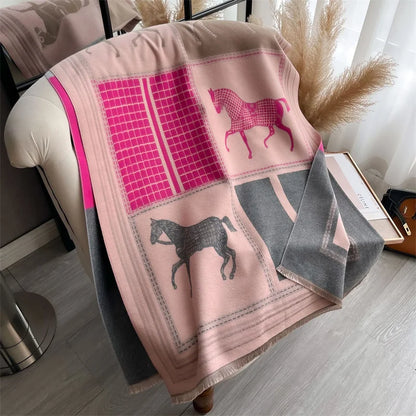 Luxury Cashmere Horse Print Scarf Horse Print Pashmina Scarf