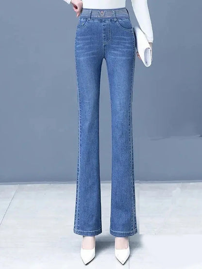 Winter Velvet Lined Thermal Denim Boot Cut Trousers