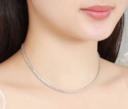 Round Cut Moissanite Tennis Necklace
