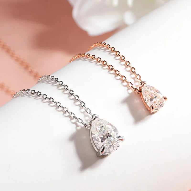 18k Gold Plated Pear Cut Moissanite Necklace
