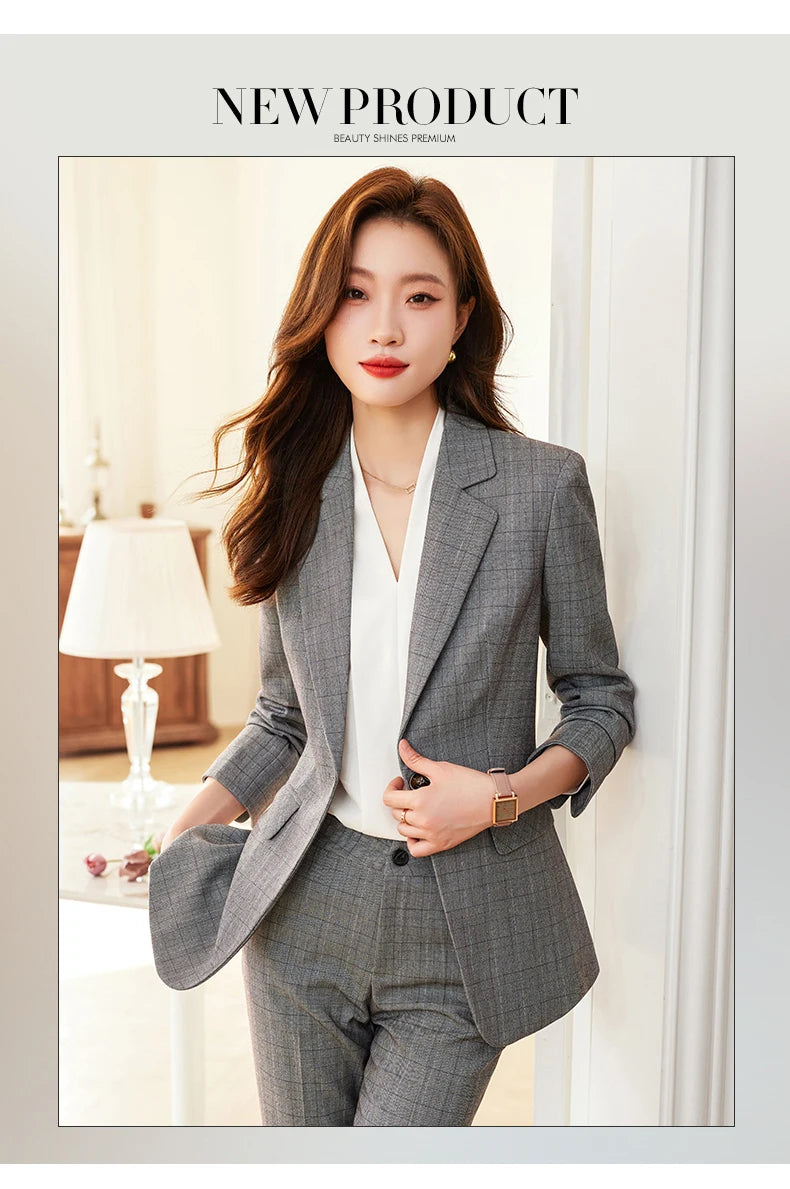 Single Button Formal Plaid Suit