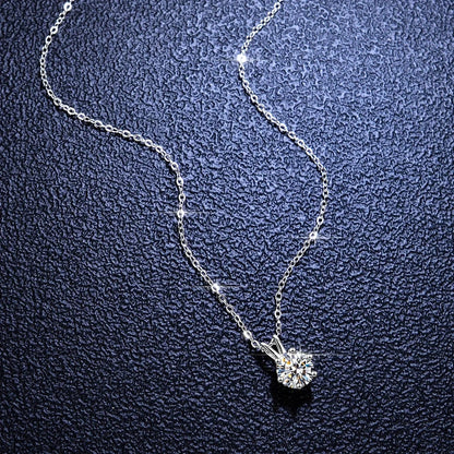Real 14k Gold Pendant Round Cut Moissanite Necklace