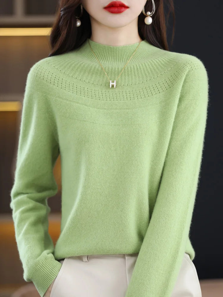 100% Merino Wool High Neckline Sweater